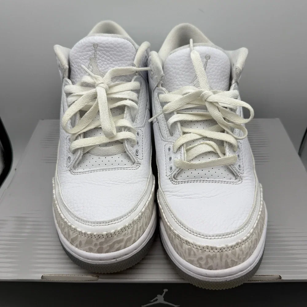 Jordan Air Jordan 3 Retro Mens 8.5 White Pure White 136064-111 Elephant Print